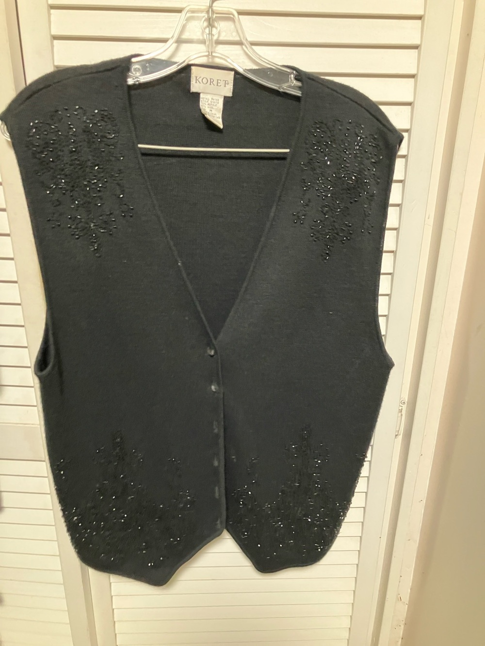 Koret Black Beaded V-Neck Sweater Vest